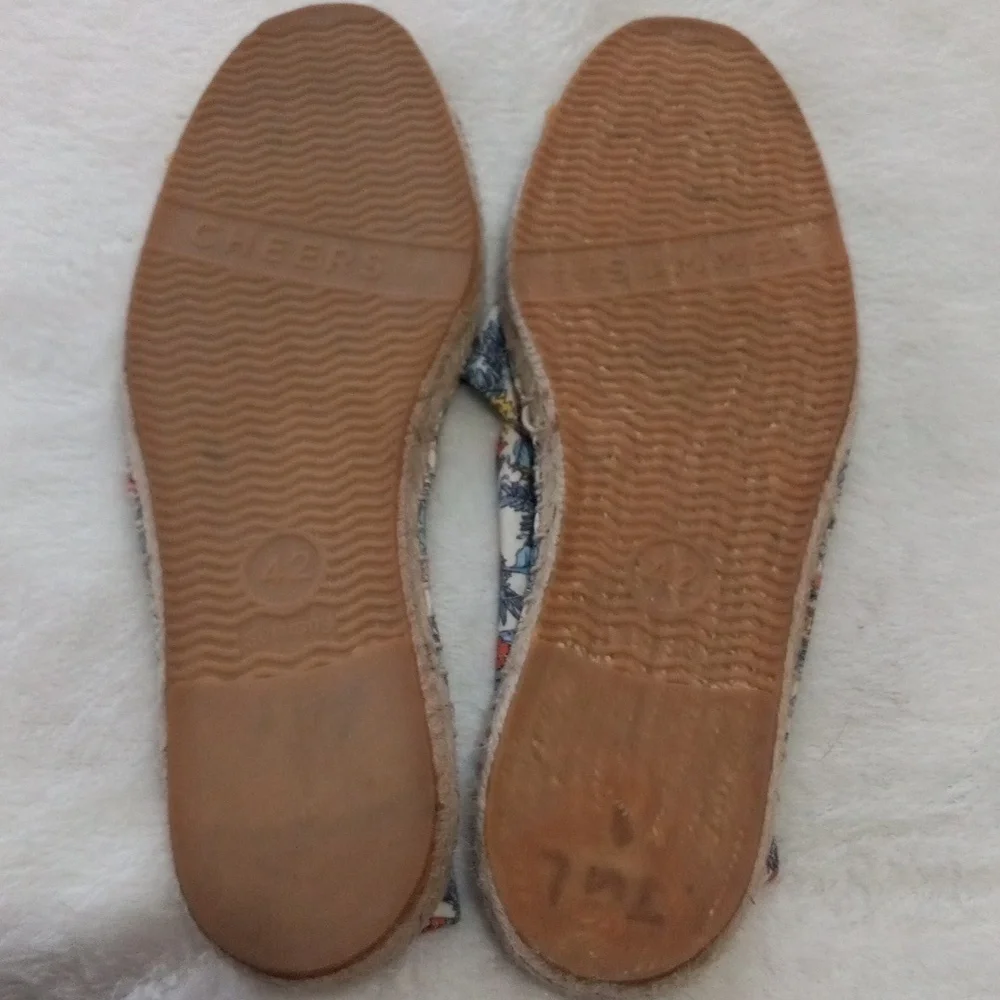 Soludos Floral Espadrille Flats Size 10.5 Canvas Jute Slip On Shoes